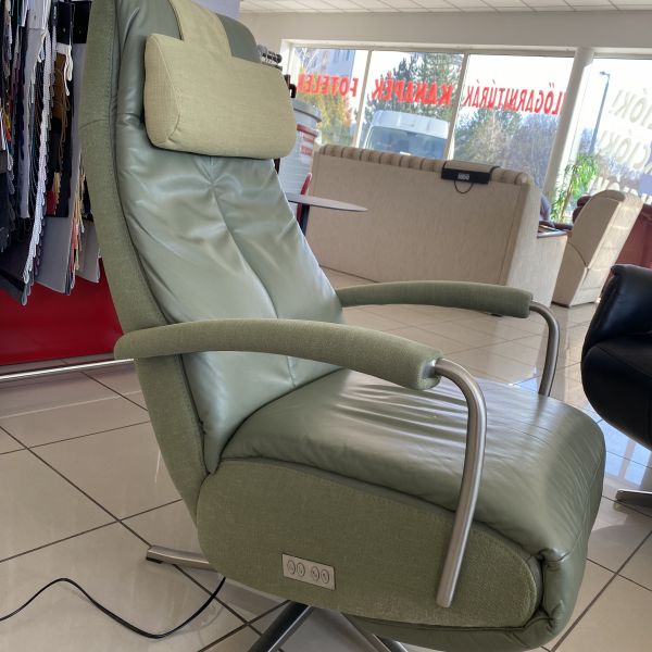 Zöld bőr-szövet elektromos Relax fotel E/013